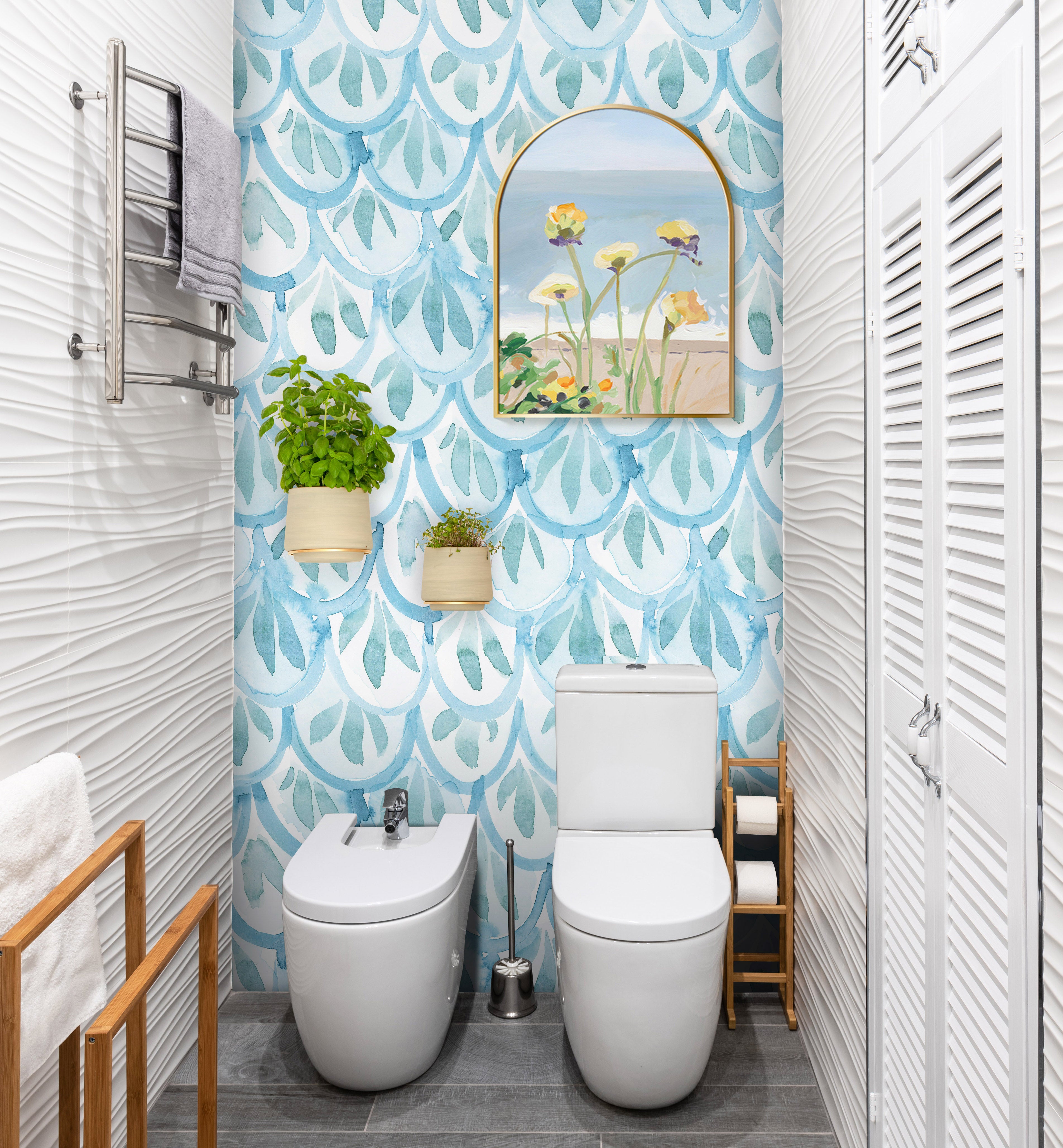 HaokHome 96110 Blue Abstract Wallpaper Peel and Stick Kitchen Desktop Art Deco Wallpaper