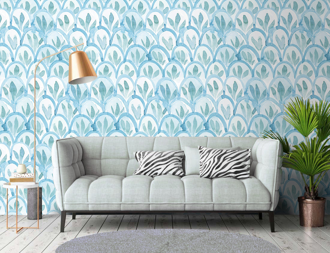 HaokHome 96110 Blue Abstract Wallpaper Peel and Stick Kitchen Desktop Art Deco Wallpaper