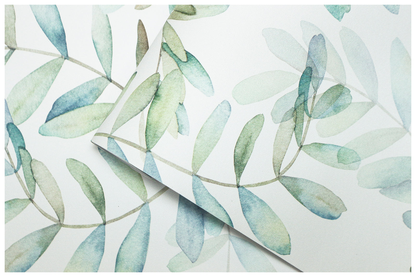 HAOKHOME 93149 Boho Peel and Stick Wallpaper Eucalyptus Branch White/Green/Blue Removable Stick on Home Decor