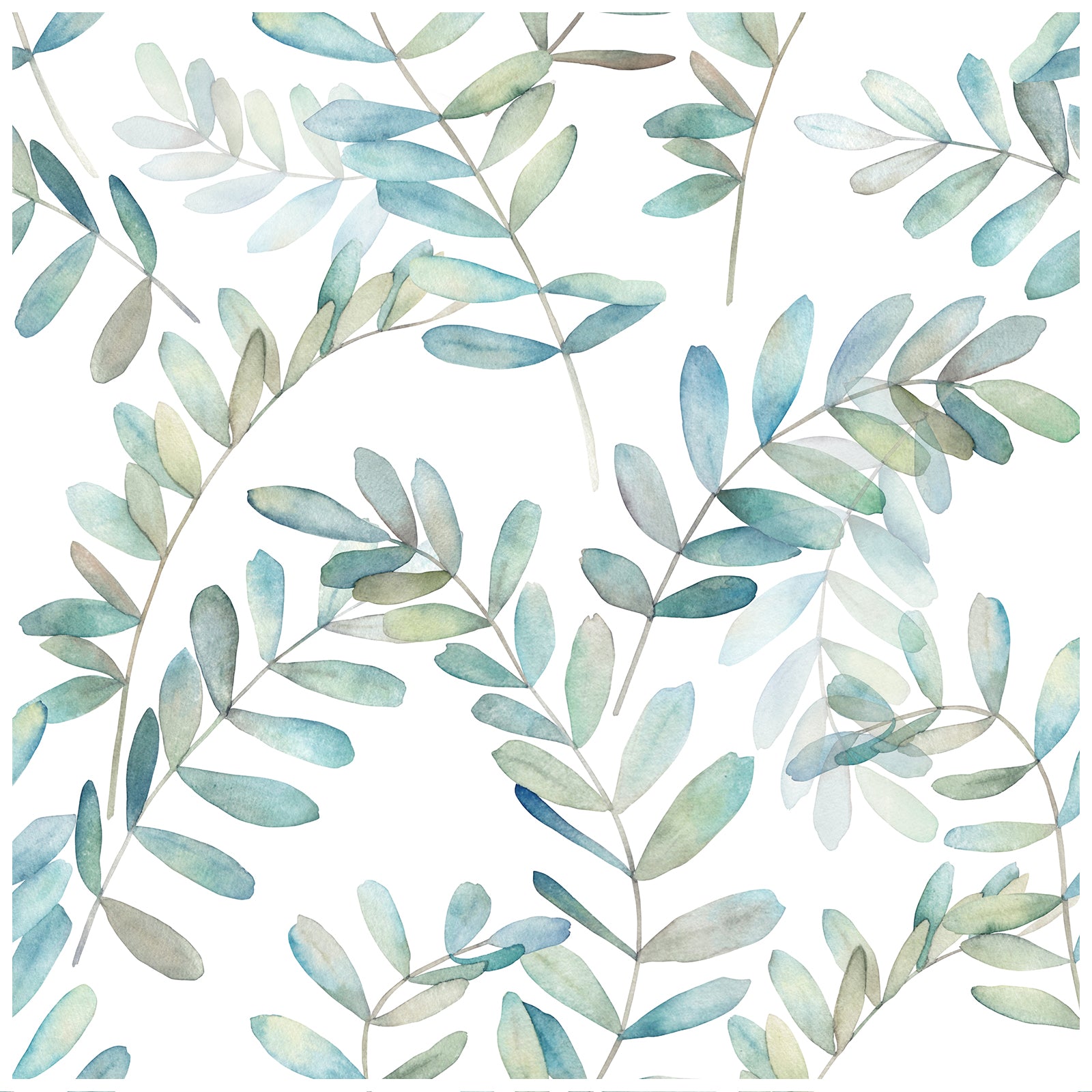 HAOKHOME 93149 Boho Peel and Stick Wallpaper Eucalyptus Branch White/Green/Blue Removable Stick on Home Decor