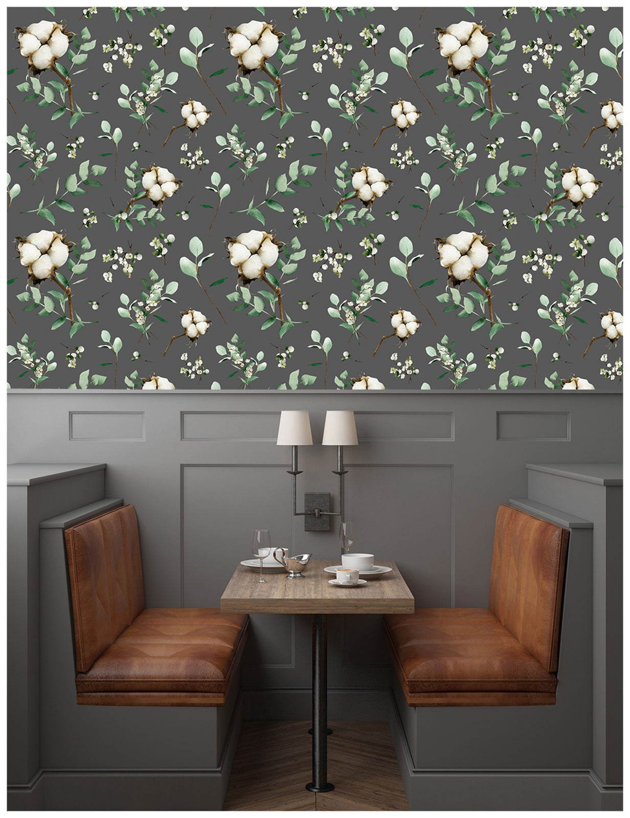 HaokHome 93097 Boho Wallpaper Peel and Stick Eucalyptus Cotton Floral Wallpaper Removable Contact Wall Paper