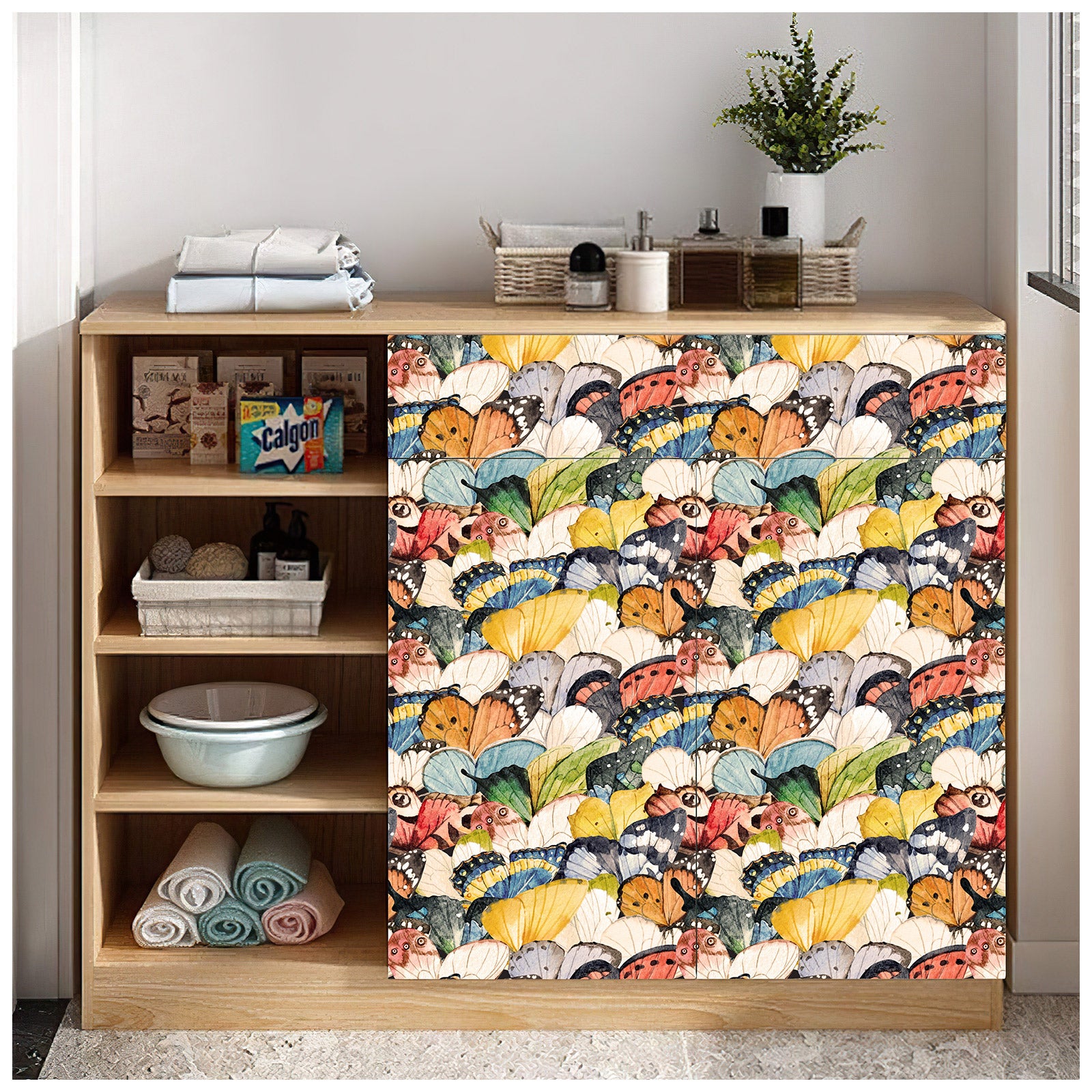 HaokHome 93133 Butterfly Peel and Stick Wallpaper for Bathroom Colorful Stick on Removable Removable Wallpaper Home Decorations