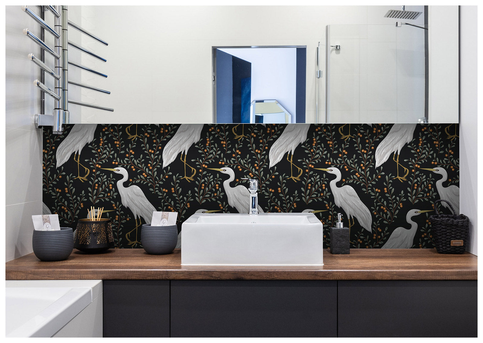 HaokHome 93134 Classical Crane Peel and Stick Wallpaper Forest for Bedroom Removable Decorations