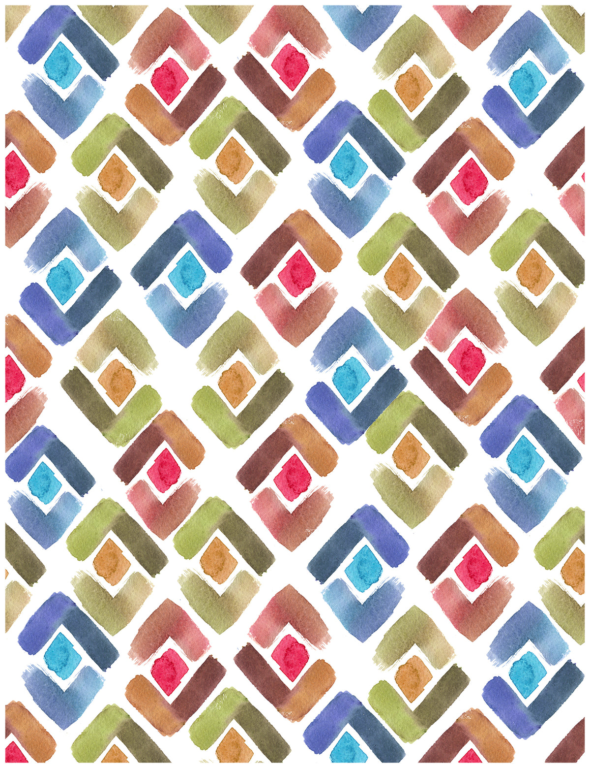 Colorful Multicolor Watercolor Geometric Pattern Wallpaper