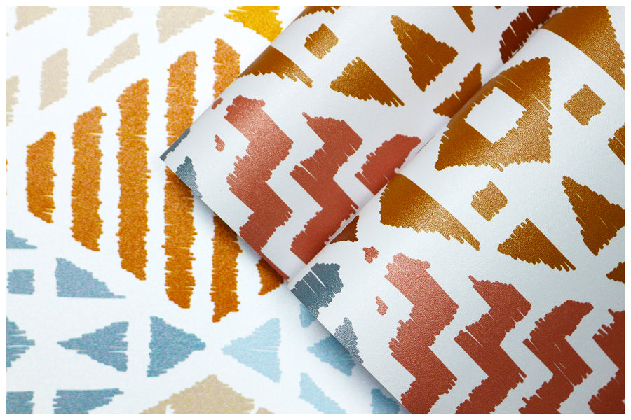 HaokHome 96061 Colorful Geometric Trellis Wallpaper Vintage Argyle Patterned Wallpaper for Backplash