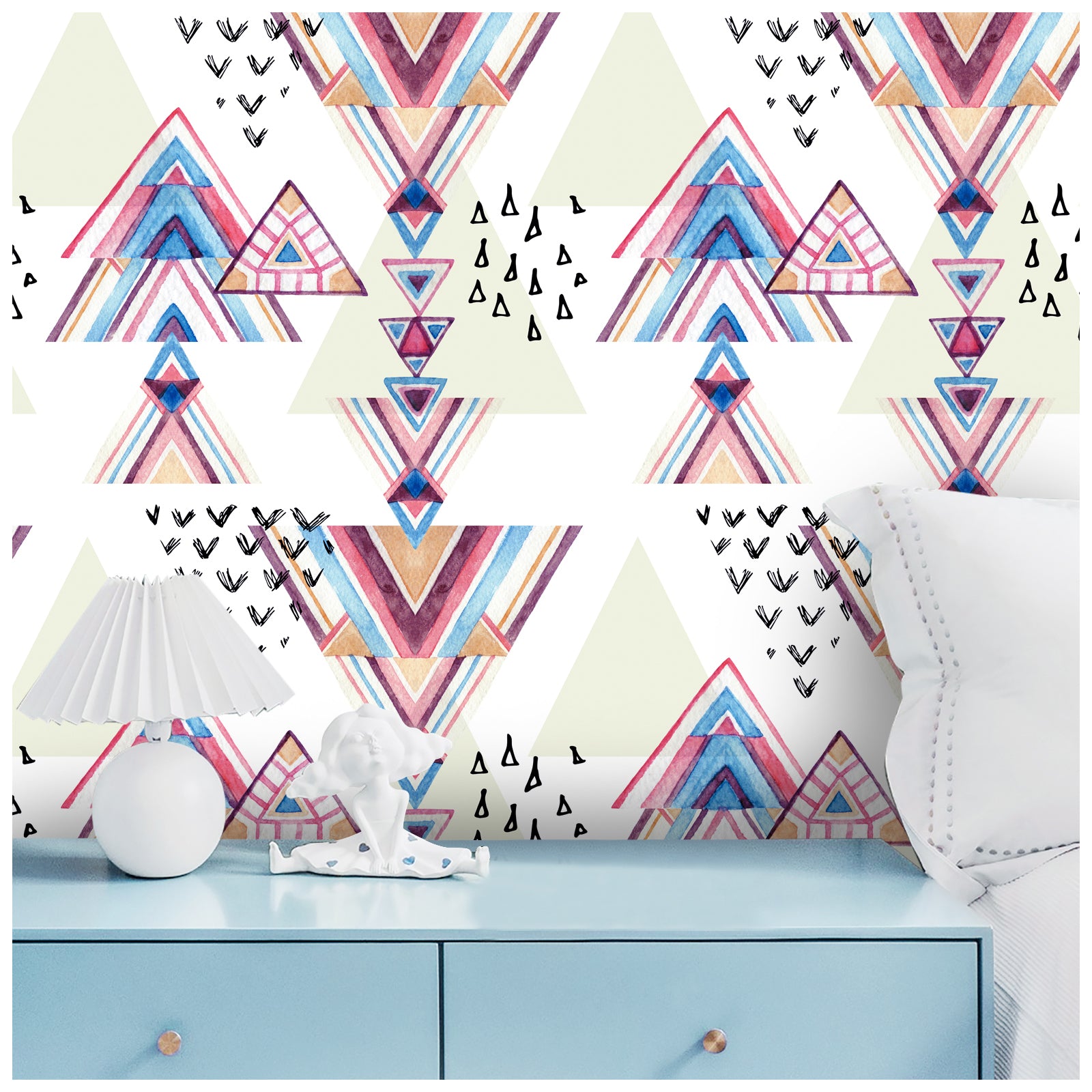 HaokHome 96068 Colorful Geometry Peel and Stick Wallpaper Removable Vinyl Decor