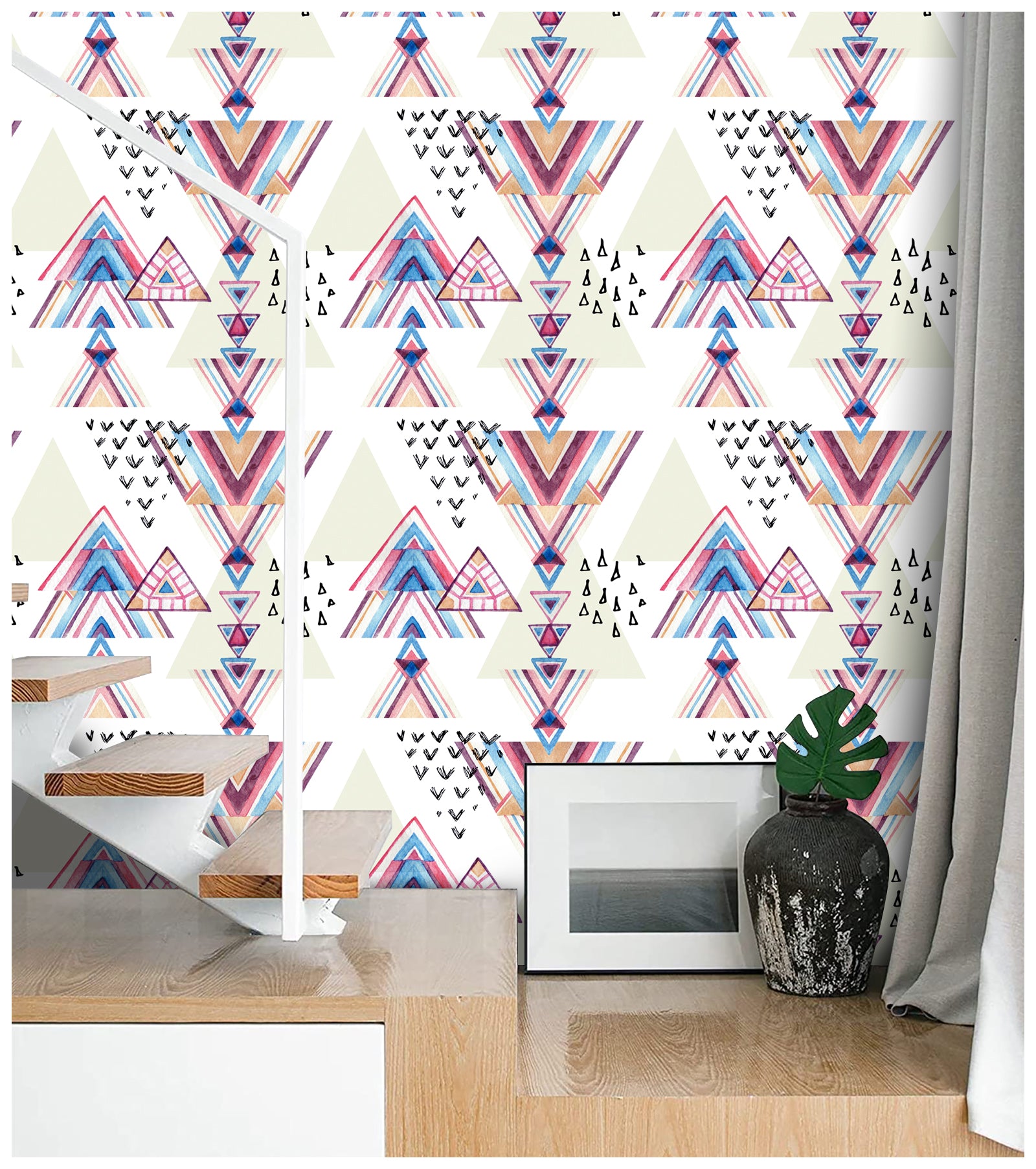 HaokHome 96068 Colorful Geometry Peel and Stick Wallpaper Removable Vinyl Decor