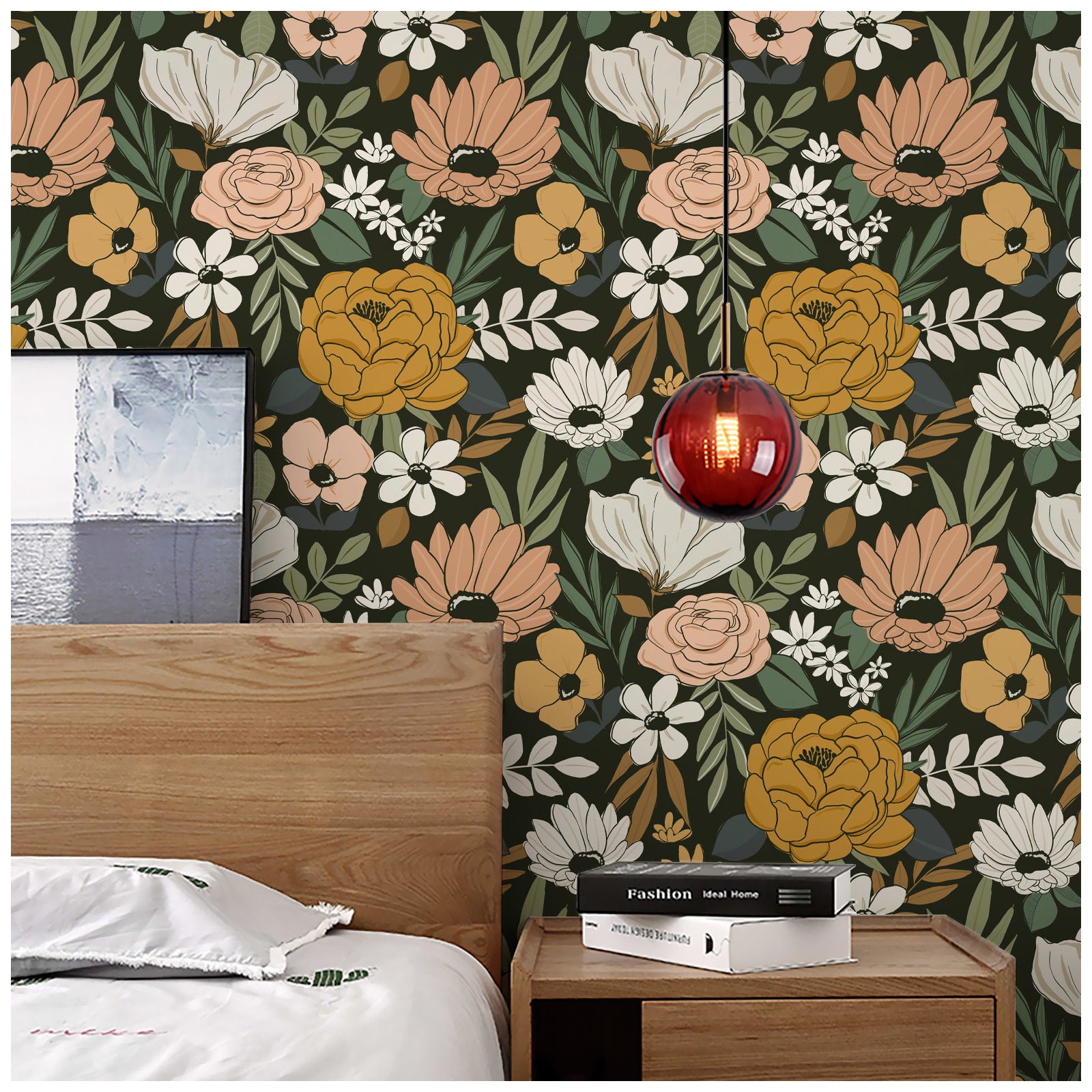 HaokHome 93217 Daisy Leaf Peel and Stick Wallpaper Removable Self Adhesive Decorative