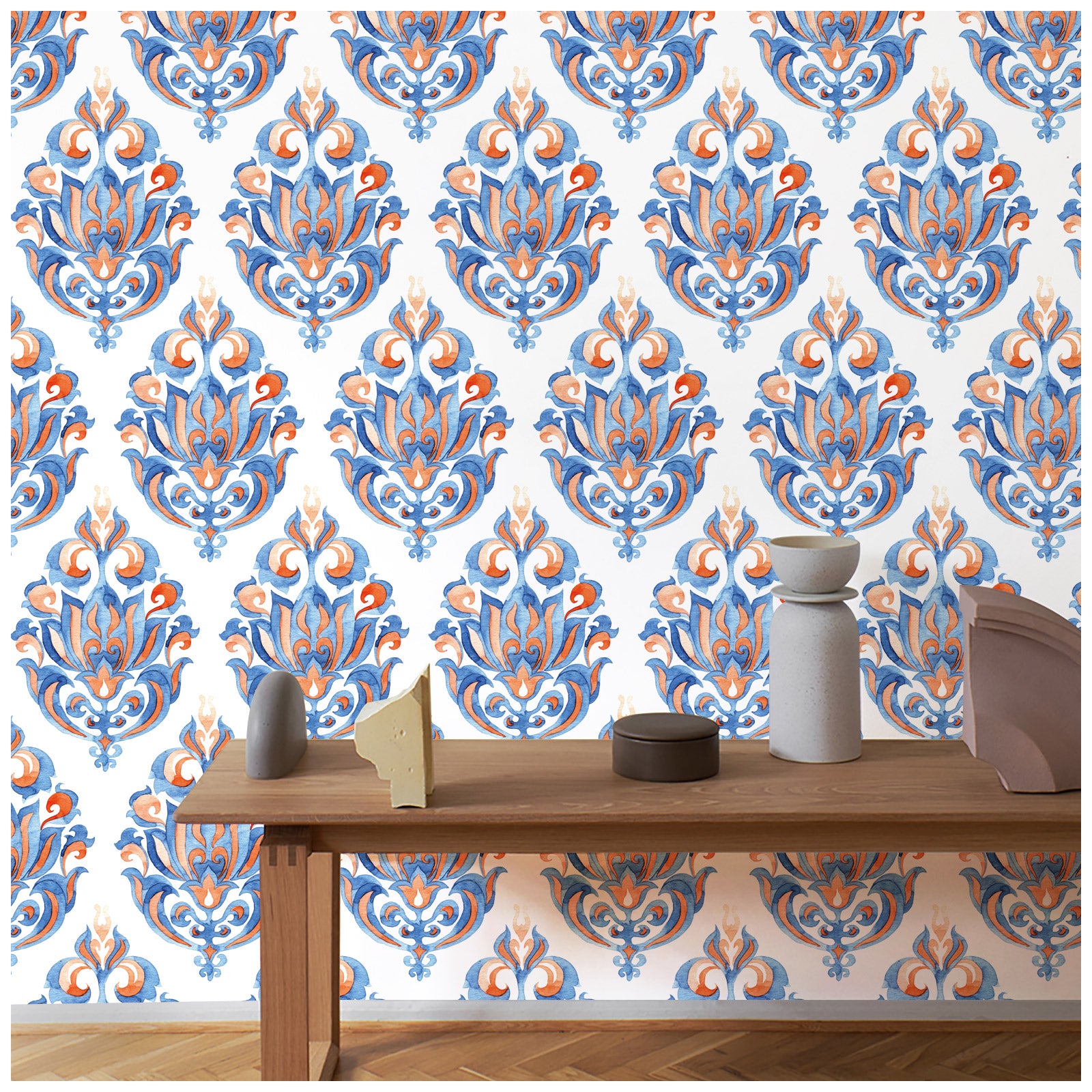 HaokHome 94023 Damask Wallpaper Peel Stick Vintage Wallpaper for Ancient Furniture and Walls Decor