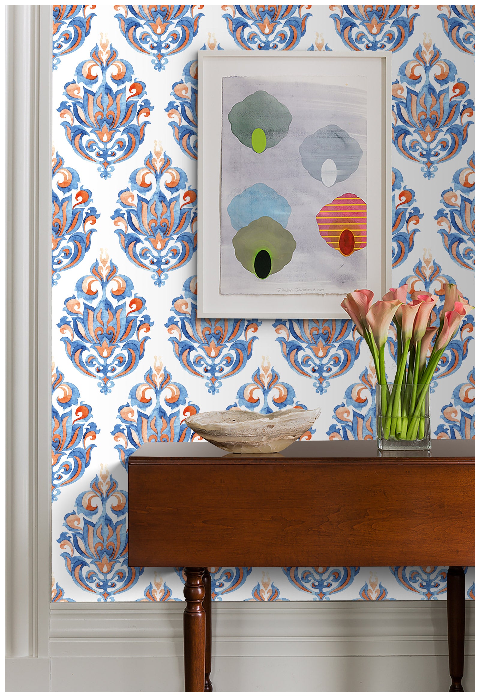 HaokHome 94023 Damask Wallpaper Peel Stick Vintage Wallpaper for Ancient Furniture and Walls Decor