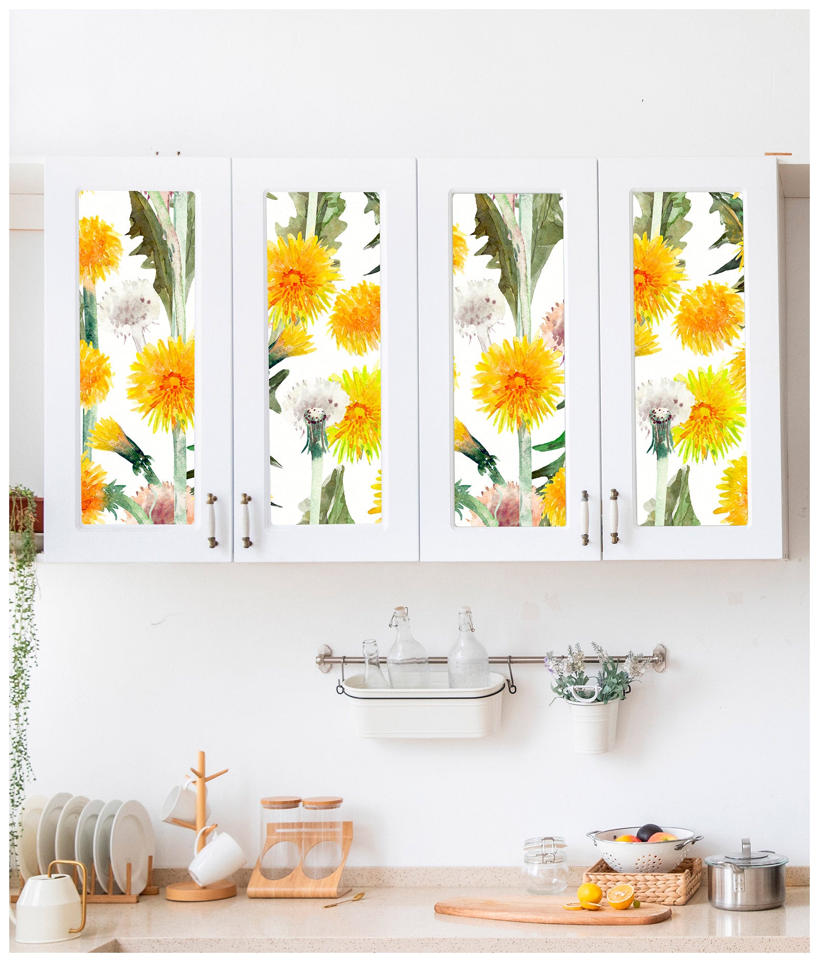 Dandelion Peel and Stick Wallpaper Yellow Floral Wall Paper Self Adhesive Stick On Contact Paper for Bedroom Bathroom Classroom