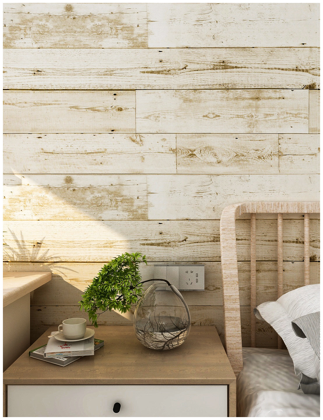 HaokHome 18119 Faux Distressed Wood Plank Peel and Stick Wallpaper