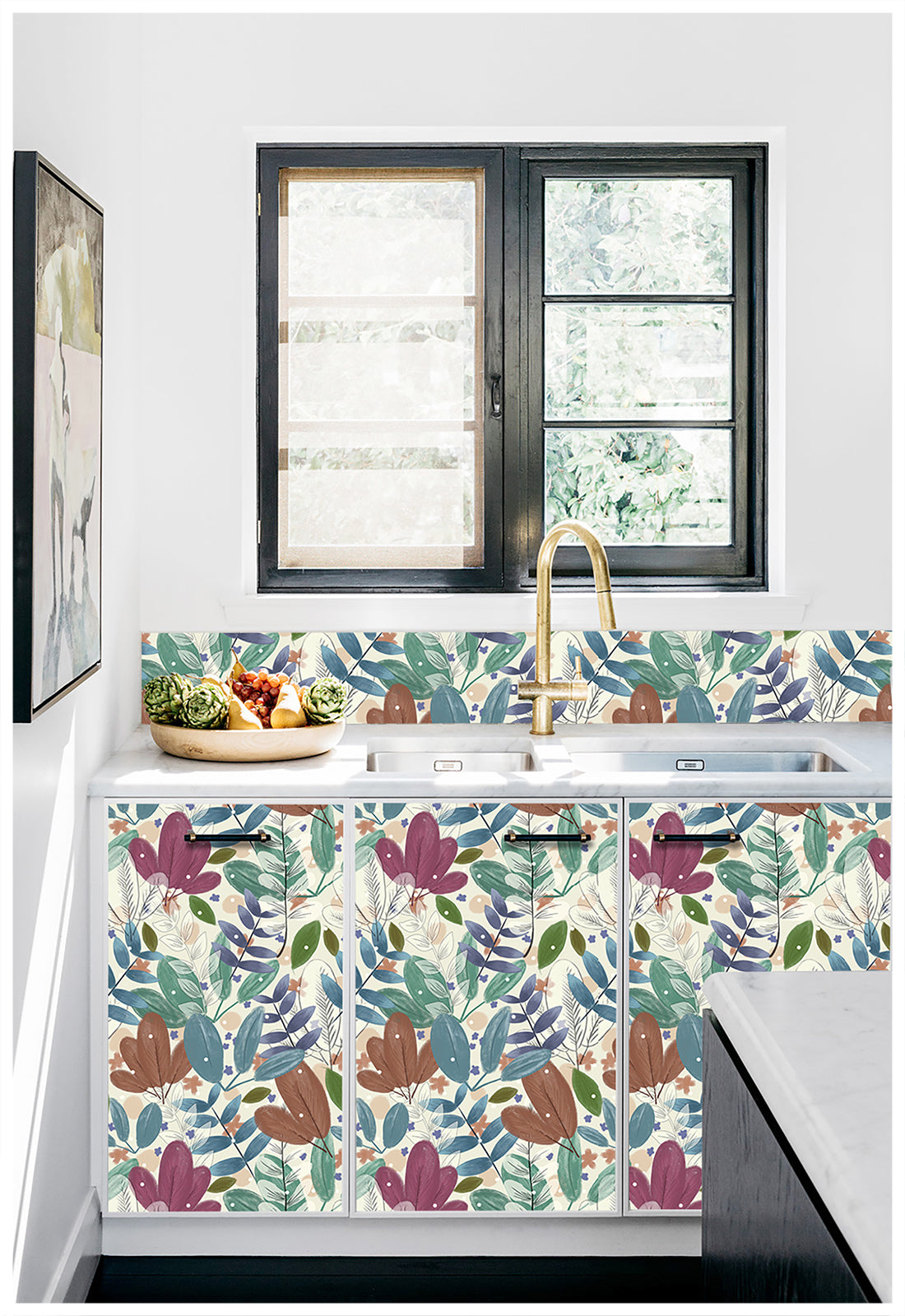 HaokHome 93059 Floral Leaf Peel and Stick Wallpaper Removable Vinyl Self Adhesive Home Decor