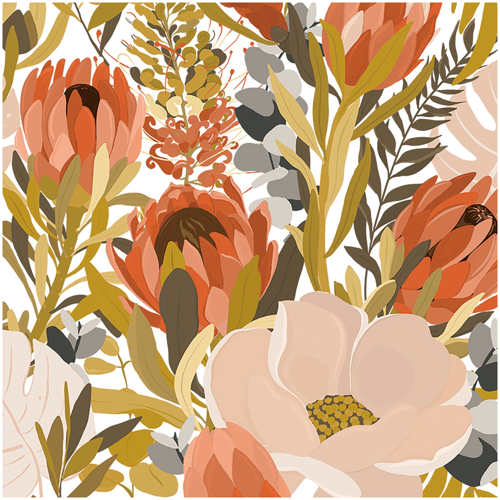 HaokHome 93256 Floral Peel and Stick Wallpaper Orange Vintage Adhesive Contact Paper for Walls