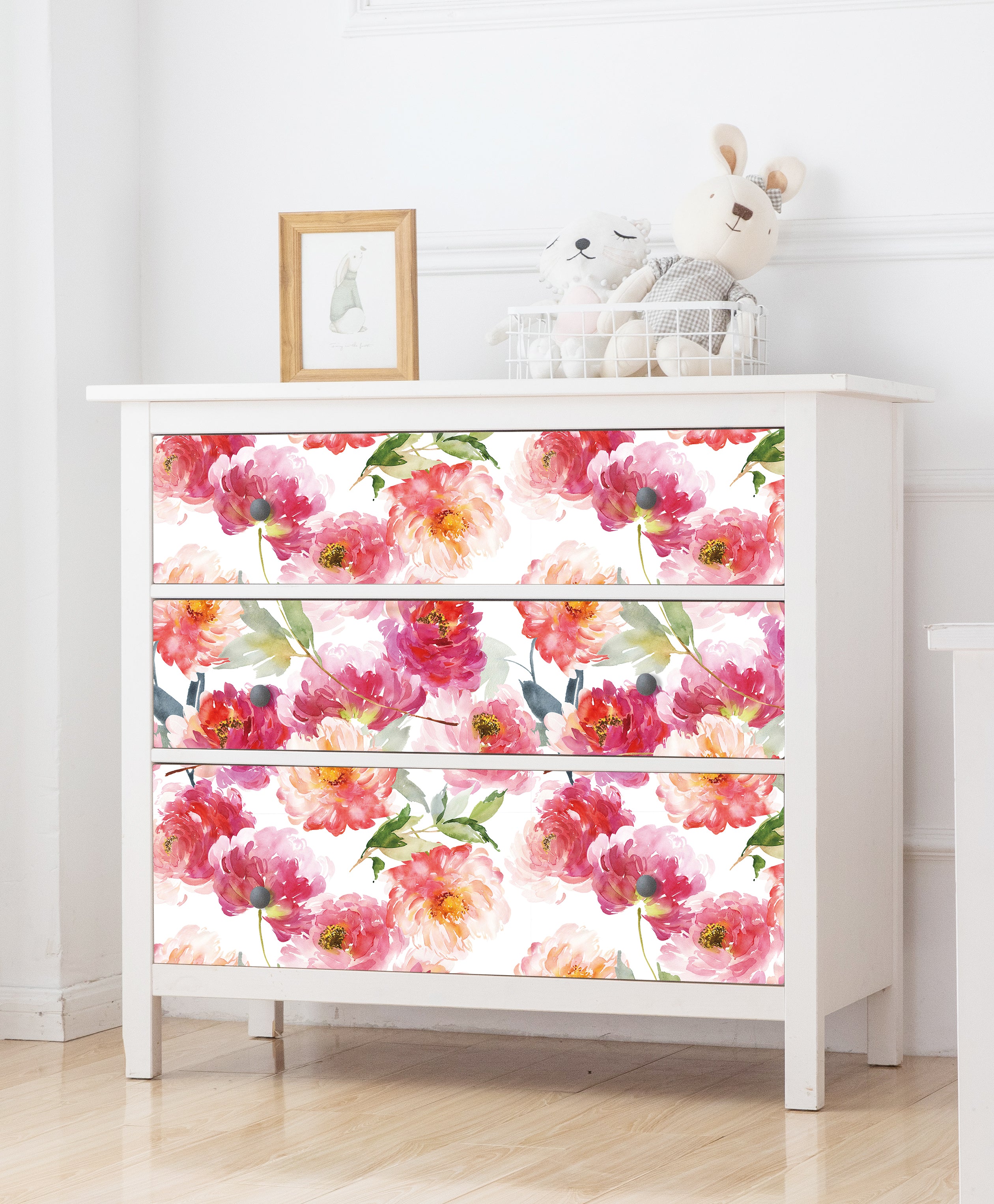 Floral Peel and Stick Wallpaper Sticker Pull Stick Contact Paper for Walls Pink Red Peony Vintage Wallpaper