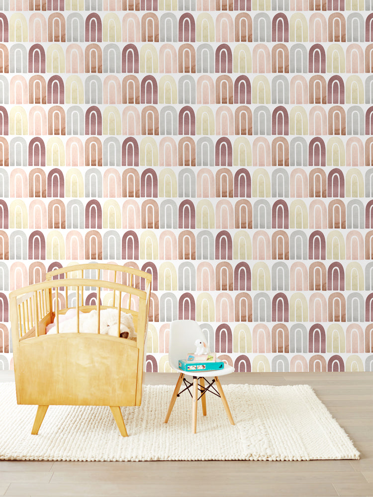 HaokHome 96074 Rainbow Wallpaper Peel and Stick Wallpaper Removable for Kids Nursery Wallpaper