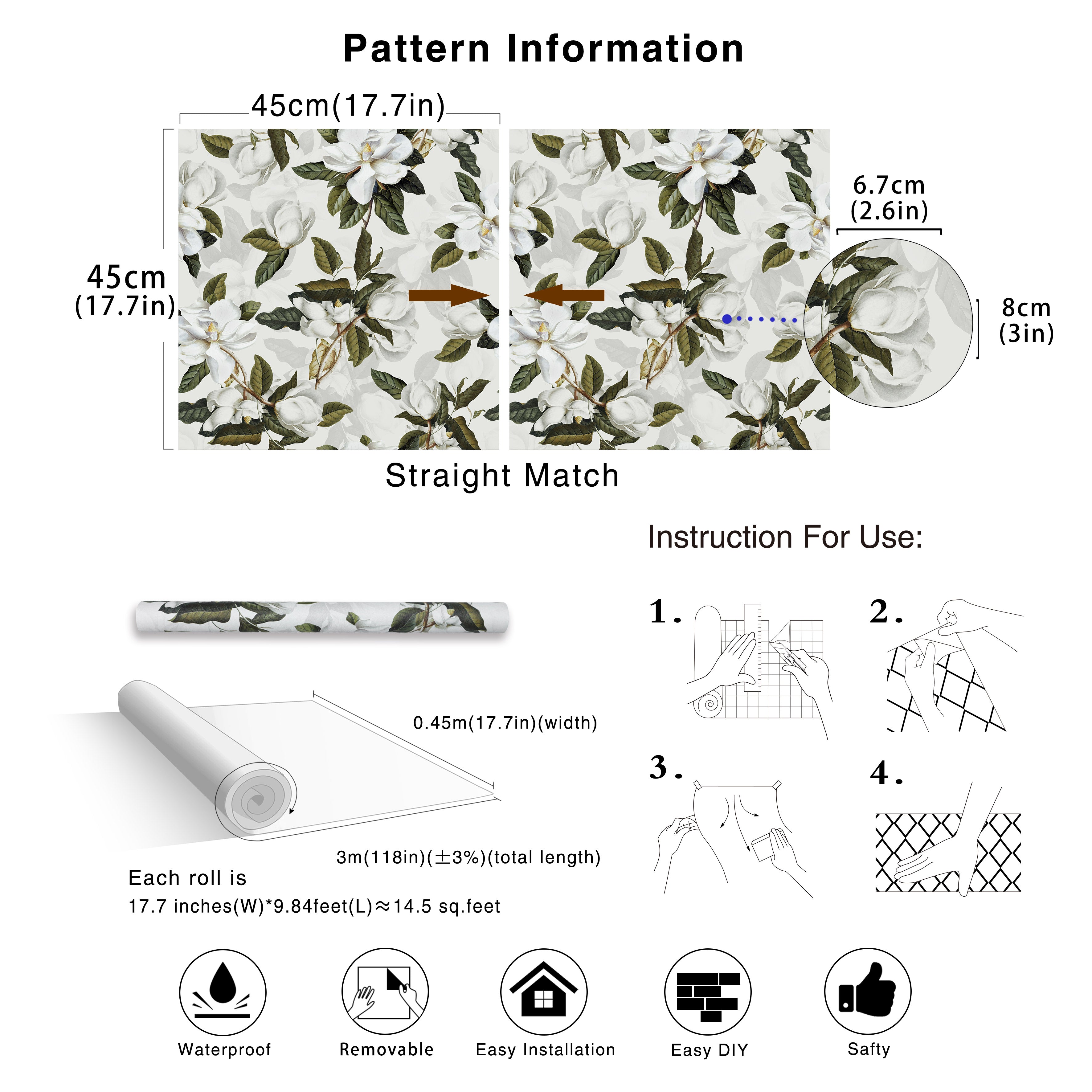 HaokHome 93169-2 Gardenia Floral Peel and Stick Wallpaper Vinyl Self Adhesive Mural