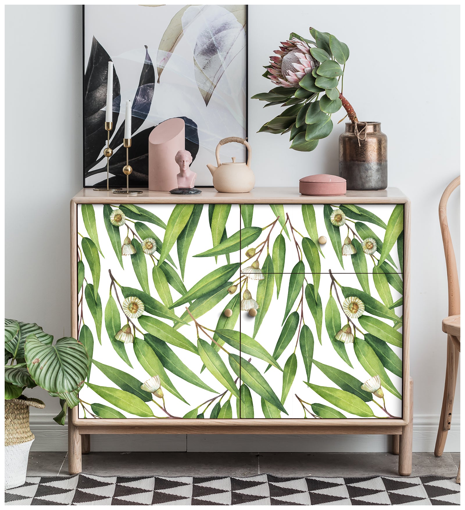 HaokHome 93139 Green Floral Leaf Contact Paper Peel and Stick Wallpaper DIY Boho Wall Decor