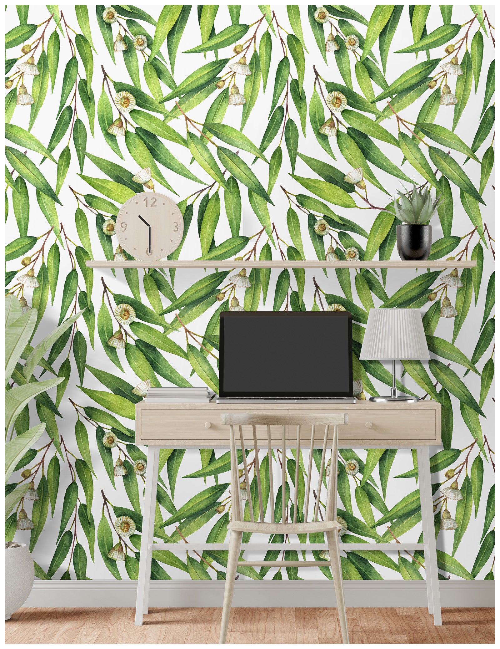 HaokHome 93139 Green Floral Leaf Contact Paper Peel and Stick Wallpaper DIY Boho Wall Decor