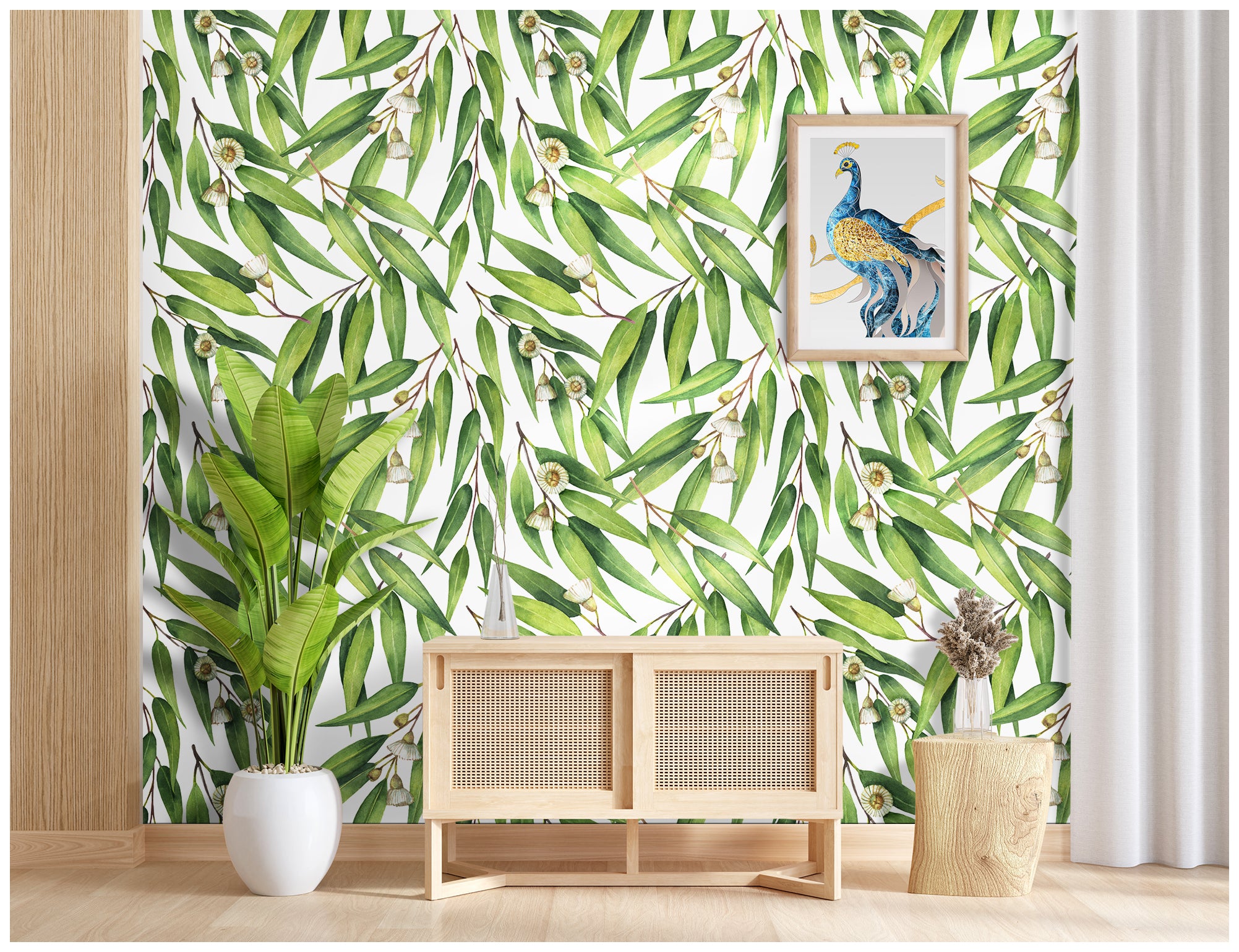 HaokHome 93139 Green Floral Leaf Contact Paper Peel and Stick Wallpaper DIY Boho Wall Decor