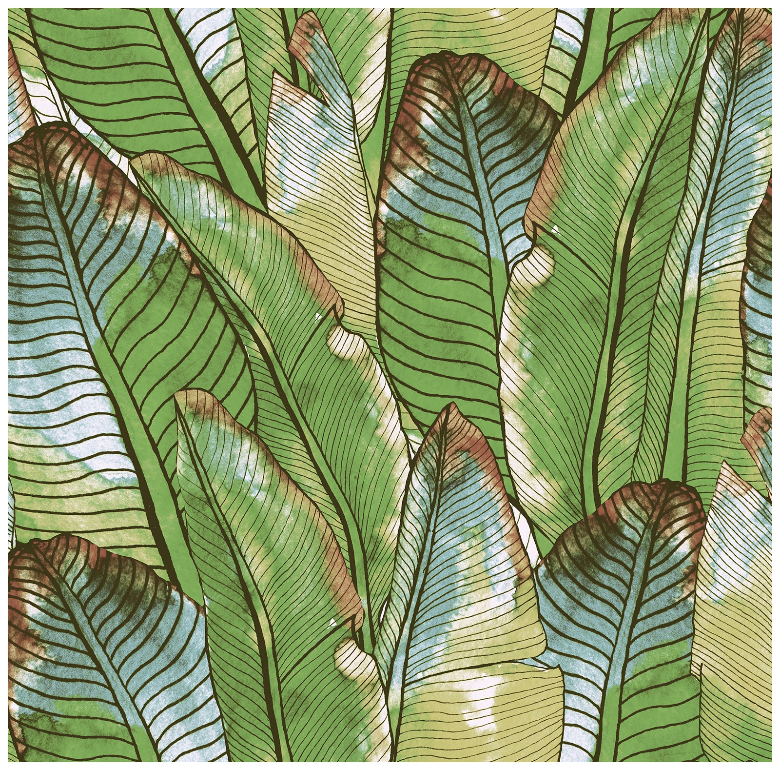 HaokHome 93218 Green Removable Wallpaper Tropical Leaf Peel and Stick Contact Wall Paper