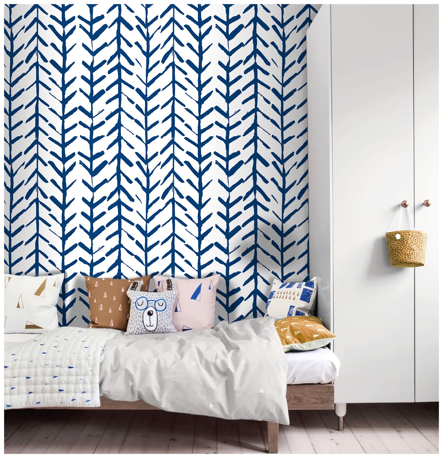 HaokHome 96038-1 Herringbone Geometric Peel and Stick Wallpaper Vinyl Removable Self Adhesive Home Decor