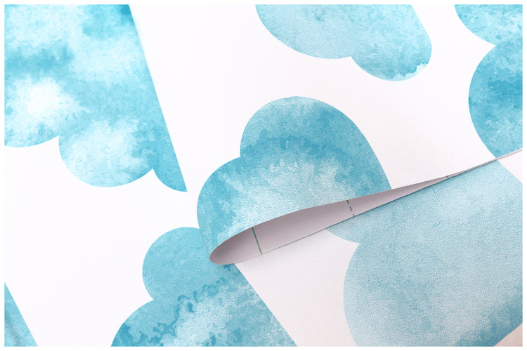 Blue Peel and Stick Wallpaper Watercolor Clouds Wallpaper for Cabinets Drawers Stairs Rooms Wall Contact Paper