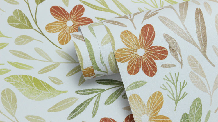 HaokHome 93241 Leaves Boho Peel and Stick Wallpaper Removable Self Adhesive Wallpaper