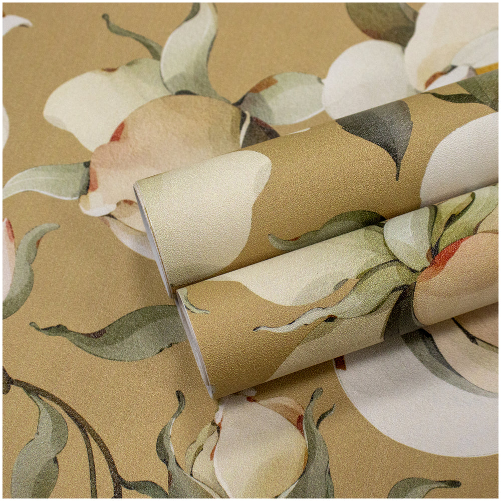 Elegant Peony Floral Wallpaper | Classic Vintage Hand-Painted Style