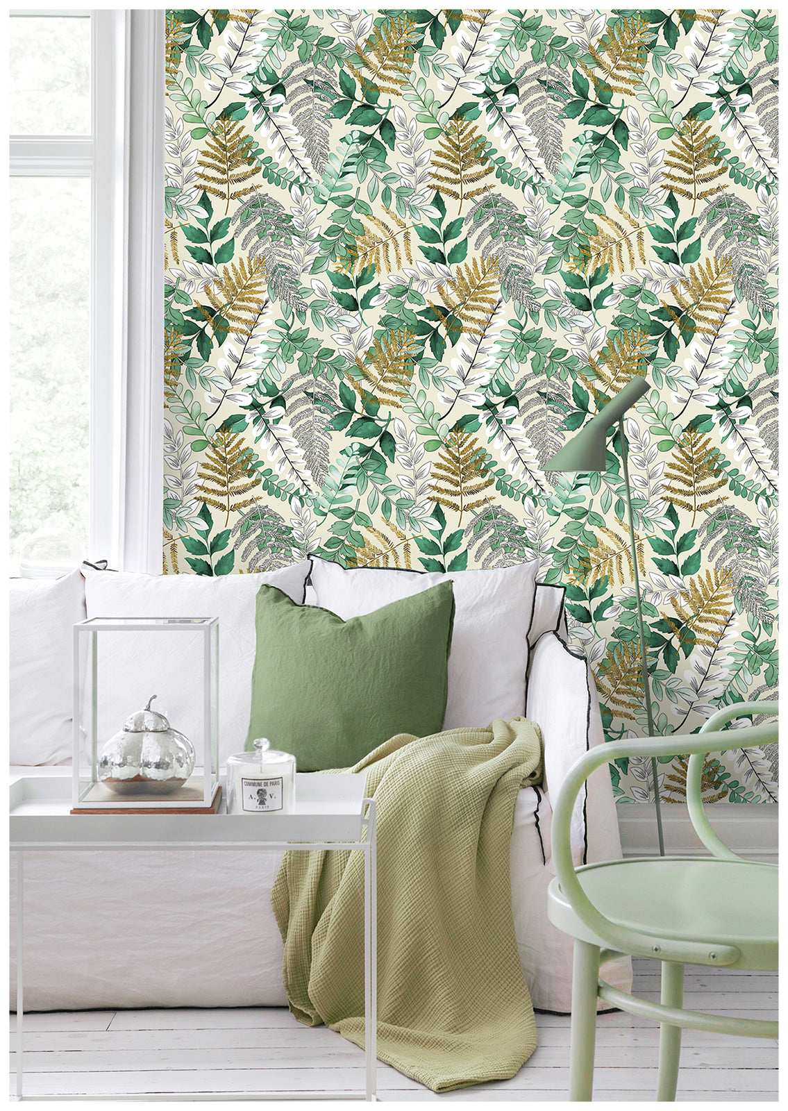 HaokHome 93060 Leaves Forest Peel and Stick Wallpaper Removable Vinyl Self Adhesive Home Decor