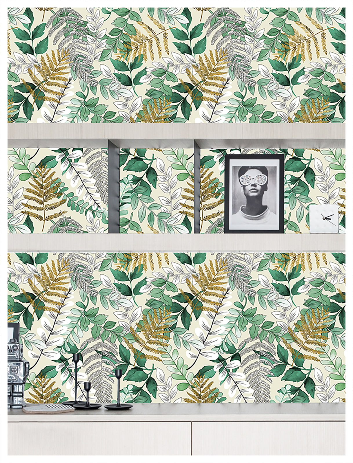 HaokHome 93060 Leaves Forest Peel and Stick Wallpaper Removable Vinyl Self Adhesive Home Decor