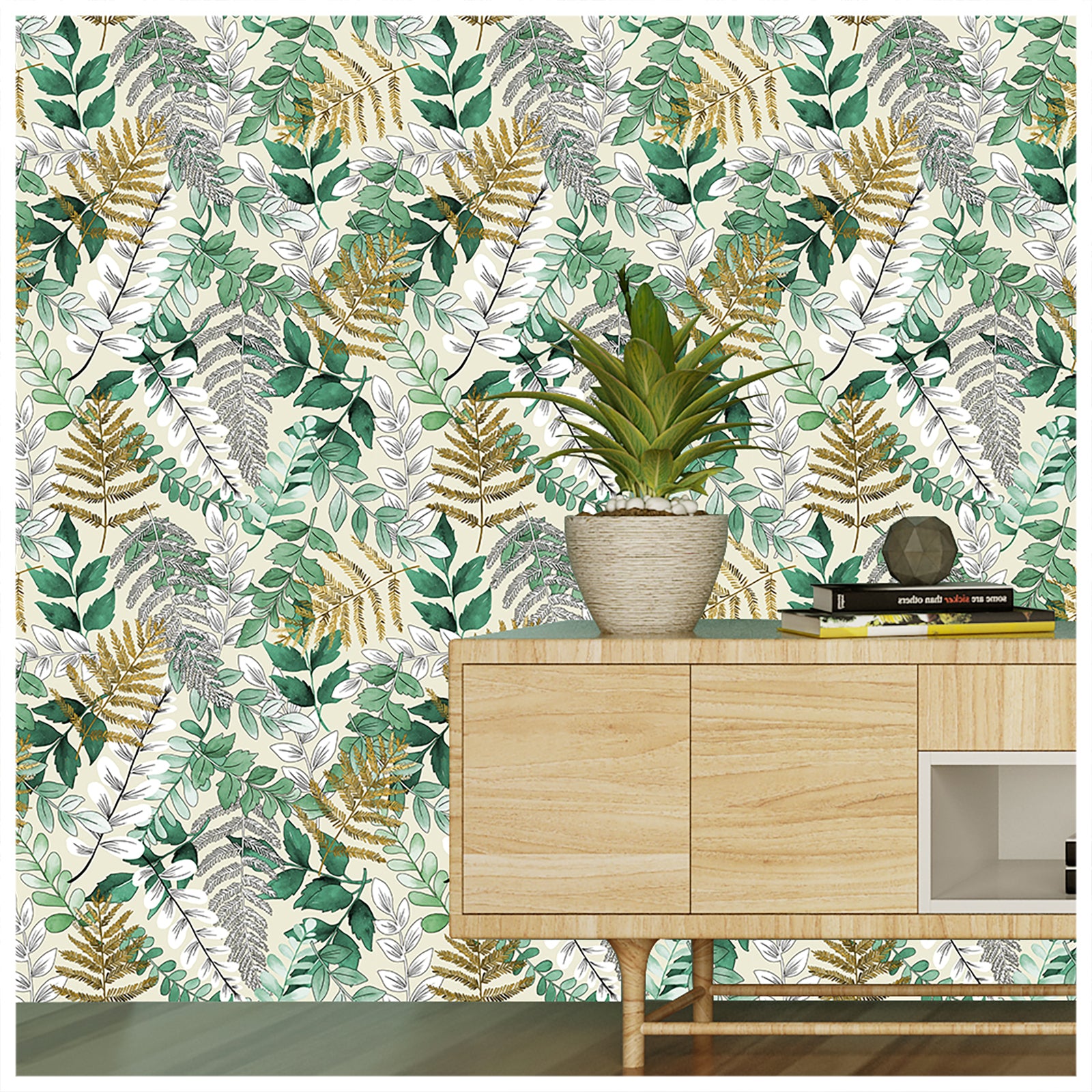 HaokHome 93060 Leaves Forest Peel and Stick Wallpaper Removable Vinyl Self Adhesive Home Decor