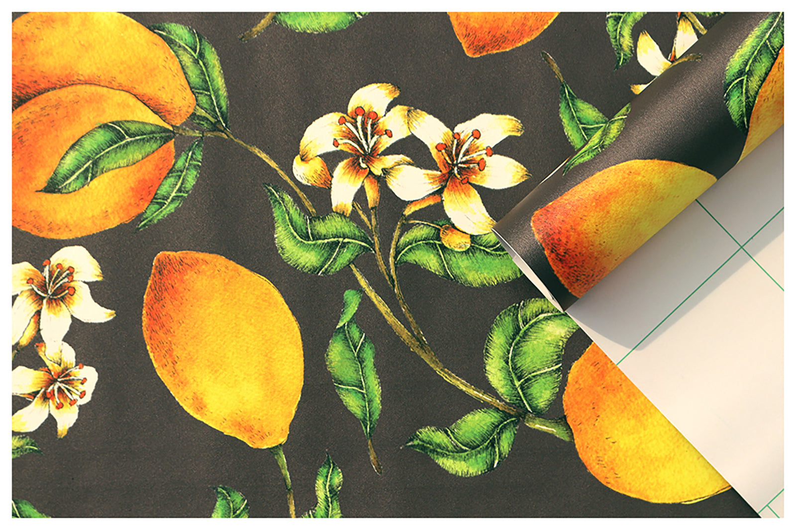 HaokHome 93033 Lemon Floral Wallpaper Peel and Stick Fruits Green Leaf Contact Paper for Cabinets Modern Wall Decoration