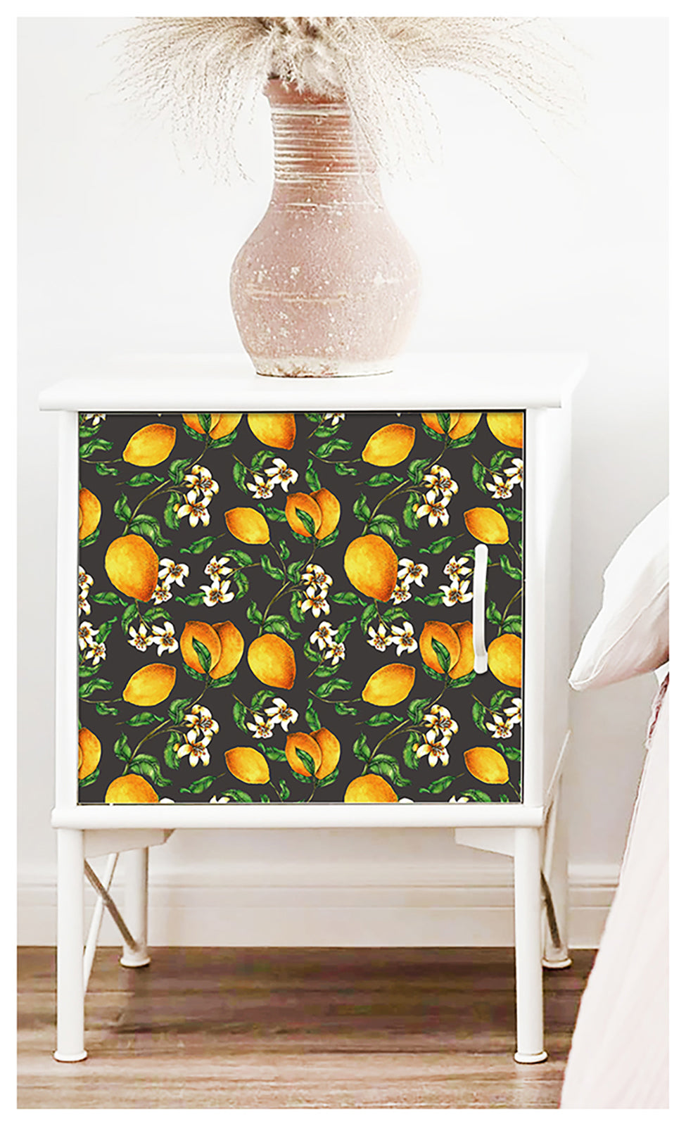 HaokHome 93033 Lemon Floral Wallpaper Peel and Stick Fruits Green Leaf Contact Paper for Cabinets Modern Wall Decoration