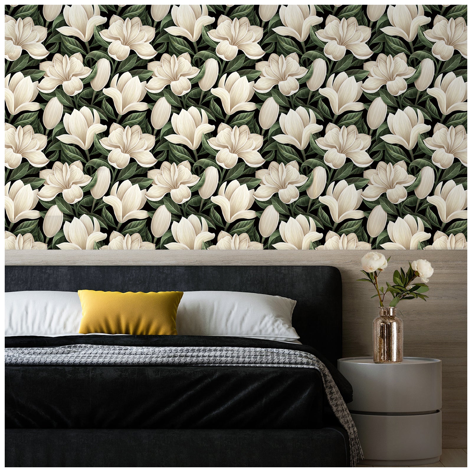 HaokHome 93240 Lily Flower Peel and Stick Wallpaper Removable Self Adhesive Decorative