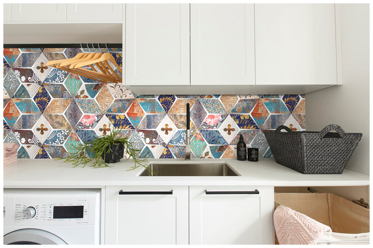 Geometric Tiles Peel and Stick Wallpaper Removable Vinyl Self Adhesive Home Decor