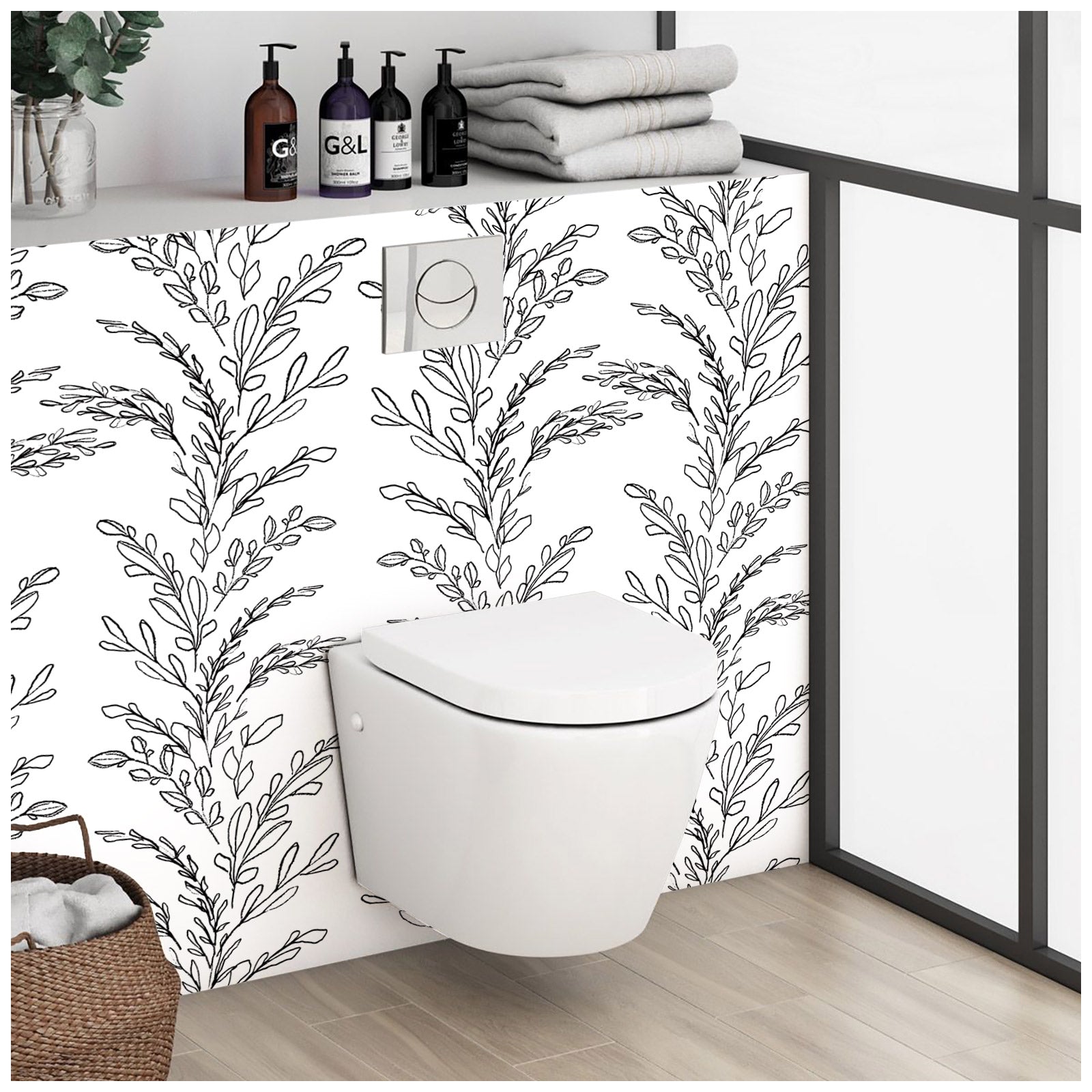 HaokHome 93172 Modern Sketched Leaf Floral Peel and stick wallpaper