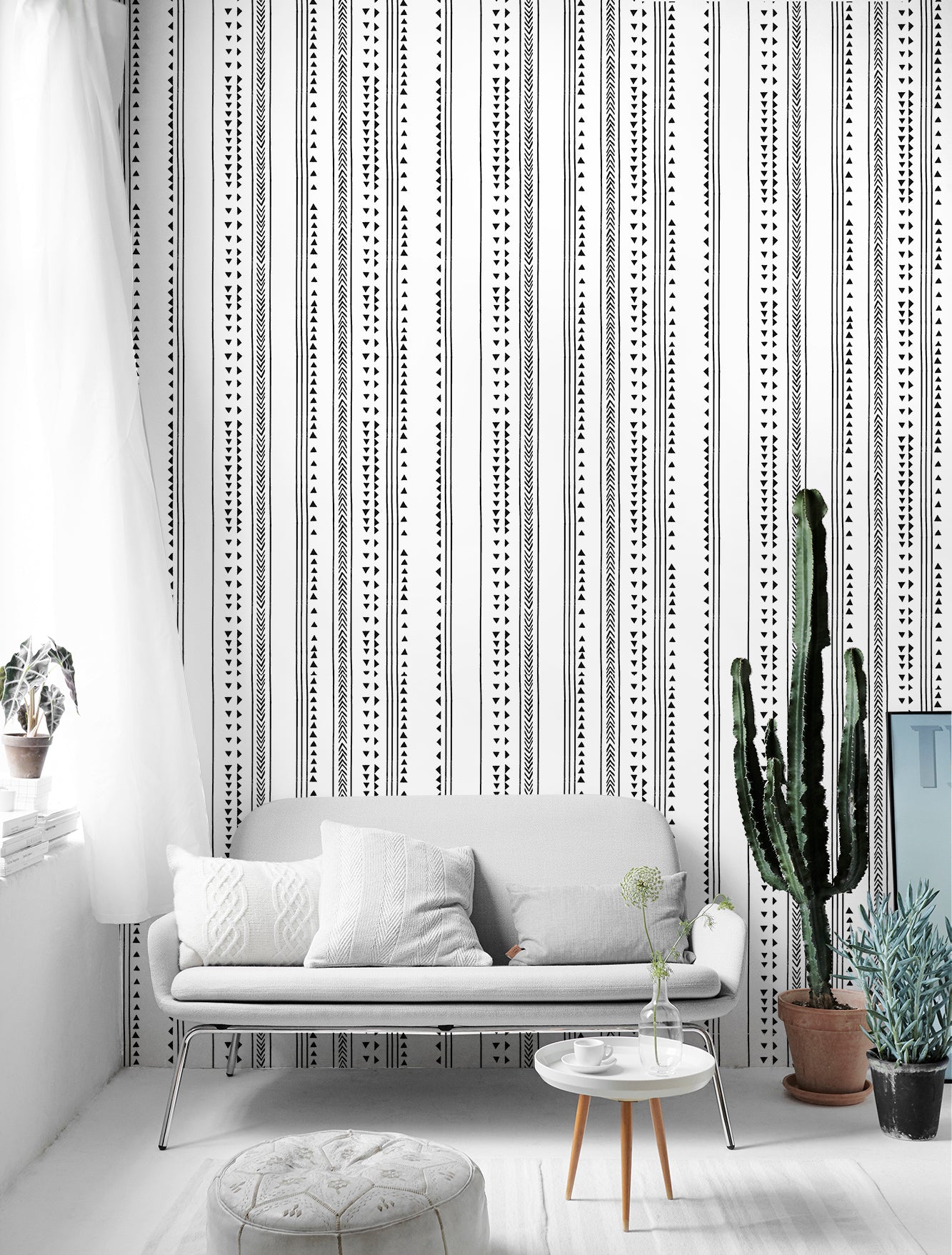 HAOKHOME 96020-1 Modern Stripe Peel and Stick Wallpaper Herringbone Black White Vinyl Self Adhesive Decorative