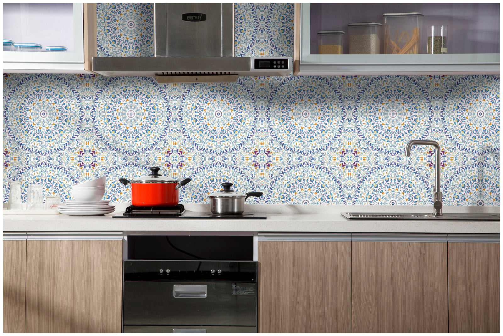 HaokHome 96029 Morocco Tiles Peel and Stick Wallpaper Removable Wall Paper Sticker Pull and Stick