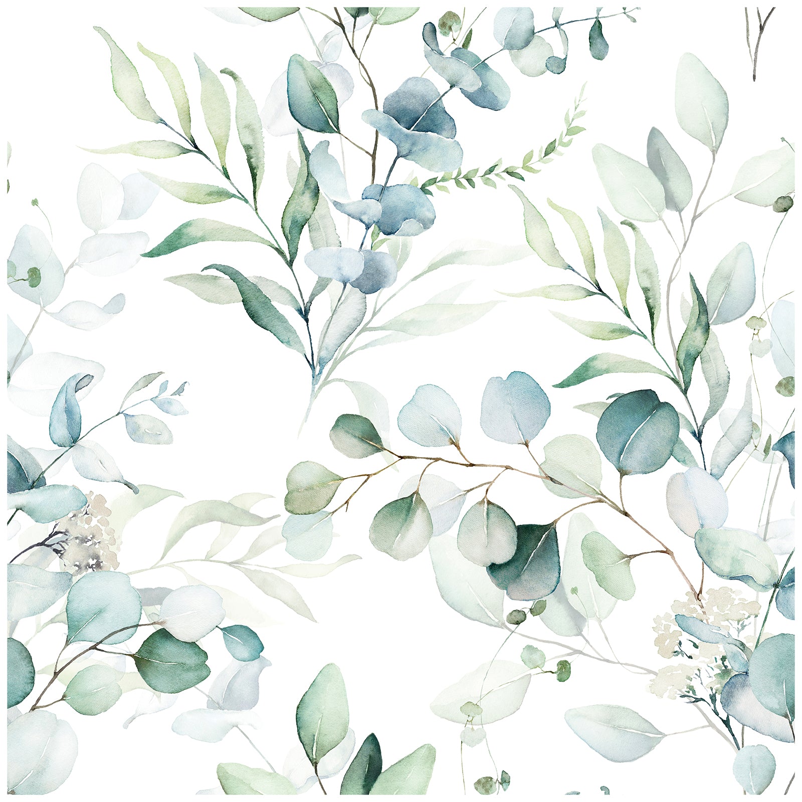 HAOKHOME 93042 Peel and Stick Wallpaper Boho Green/White Eucalyptus Leaf Floral Wall Mural Home Nursery Decor Renter Friendly Wallpaper