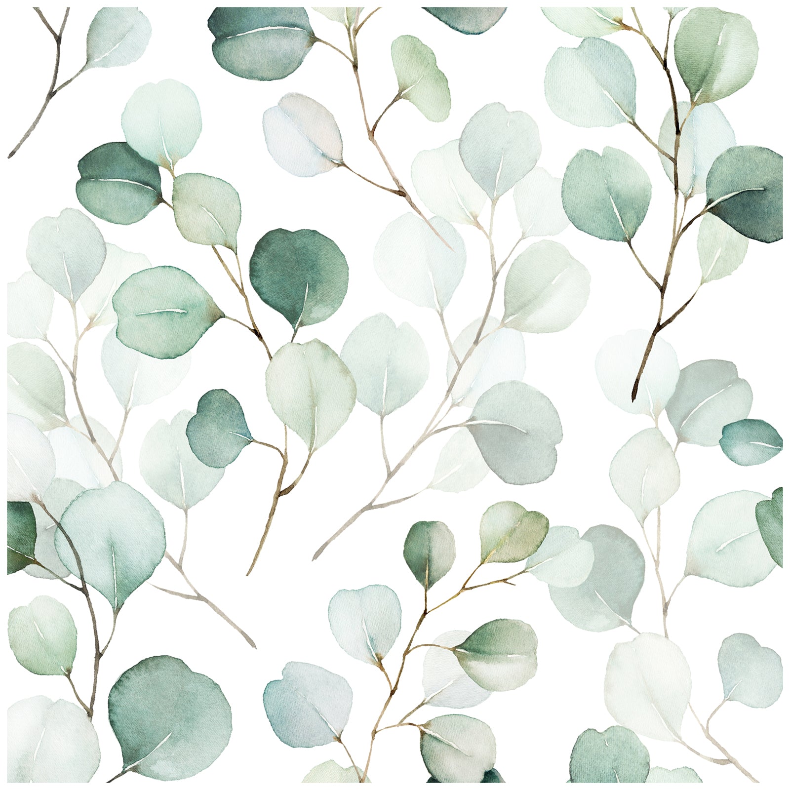 HAOKHOME 93044 Peel and Stick Wallpaper Boho Green/White Eucalyptus Leaf Wall Mural Home Nursery Bathroom Decor