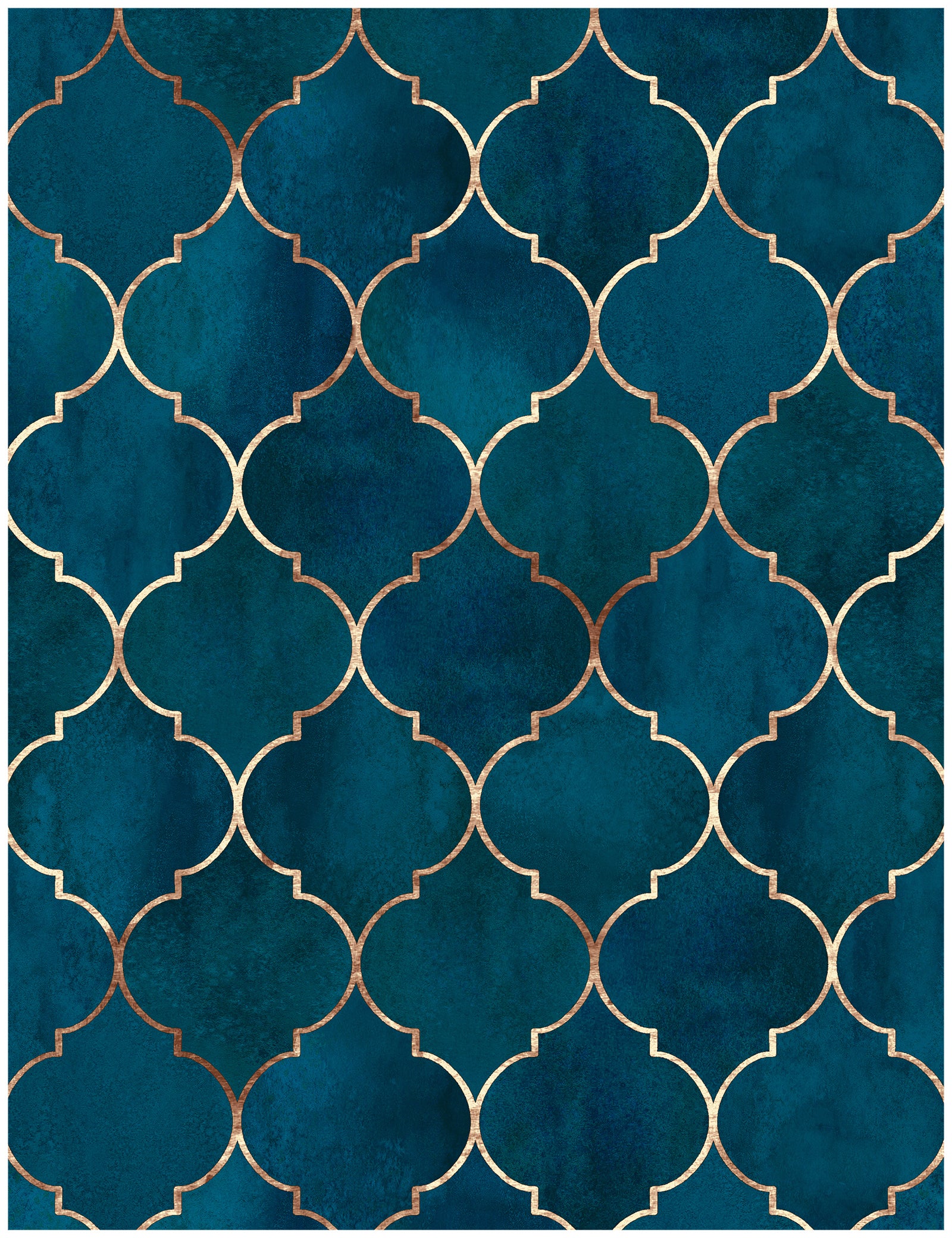 HAOKHOME 96034 Peel and Stick Wallpaper Graphic Trellis Sapphire Blue/Gold Removable contactpaper for Home Bathroom Decorations