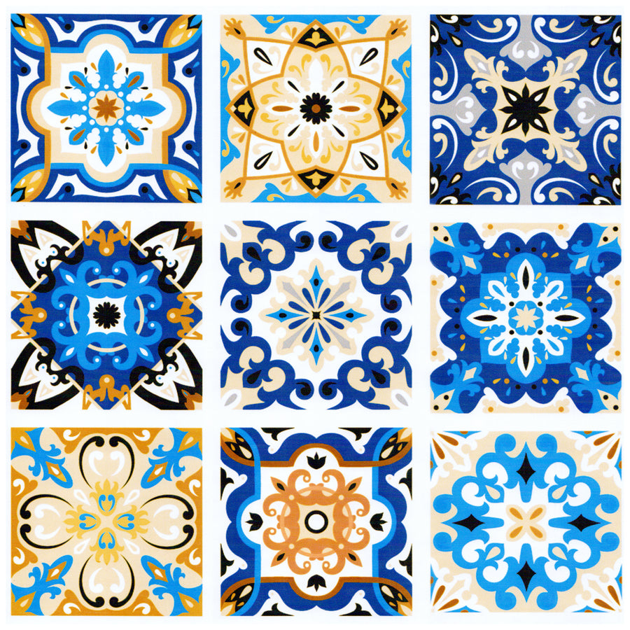 HaokHome 96006-3 Peel and Stick Wallpaper Moroccan Colorful Tiles Wallpaper for Kitchen Backsplash Bathroom Decor