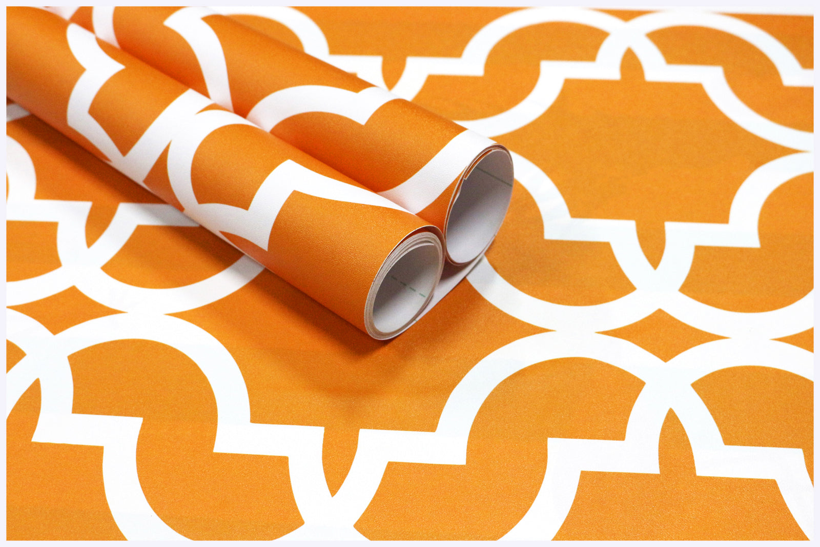 HaokHome 96027-2 Peel and Stick Wallpaper Orange Trellis Geometric Self Adhesive Removable Contact Paper Wall Mural