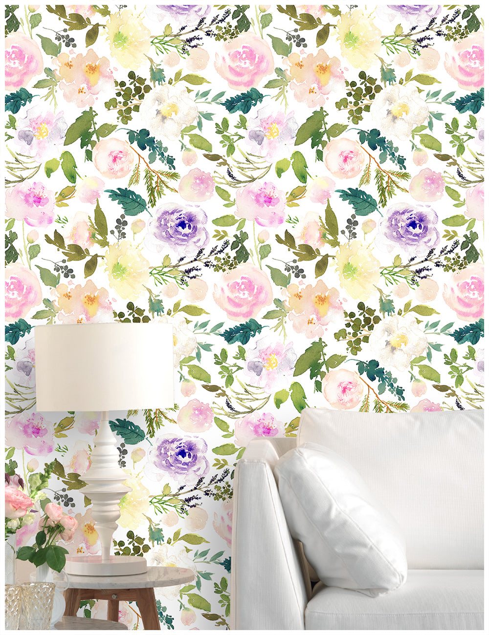 HaokHome 93020 Peony Removable Multi-Color Vinyl Self Adhesive Decorative