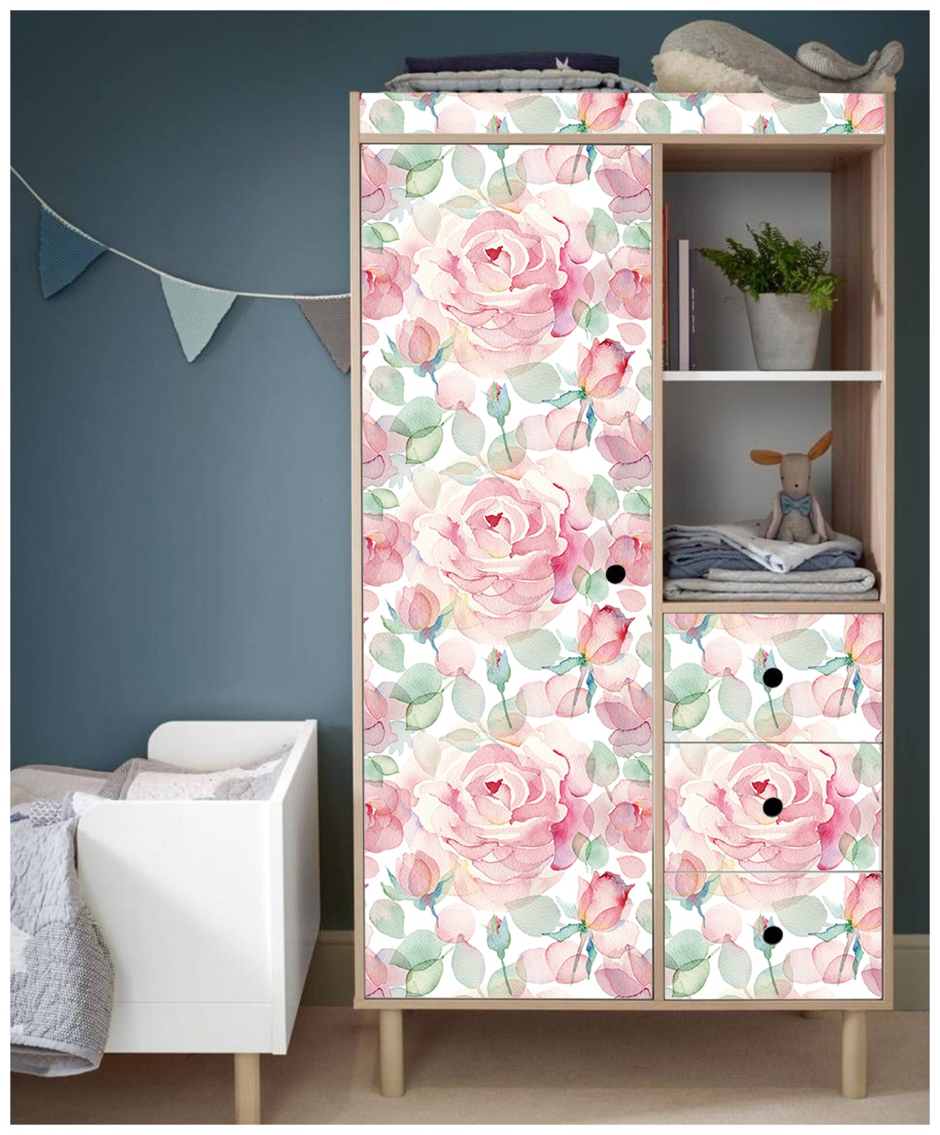HaokHome 93035 Pink Floral Peel and Stick Wallpaper Flower Leaf Wall Contact Paper for Bedroom Decor