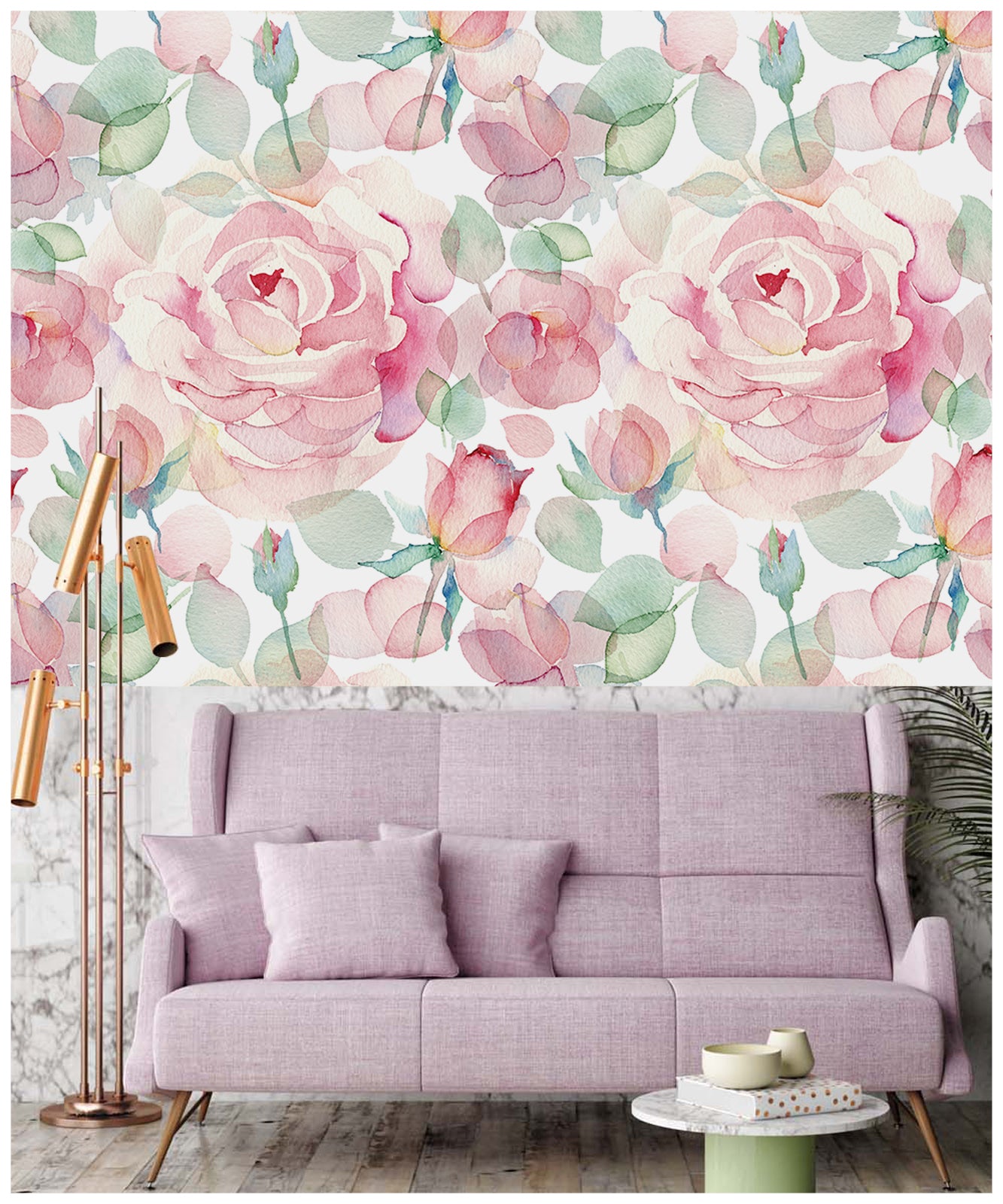 HaokHome 93035 Pink Floral Peel and Stick Wallpaper Flower Leaf Wall Contact Paper for Bedroom Decor