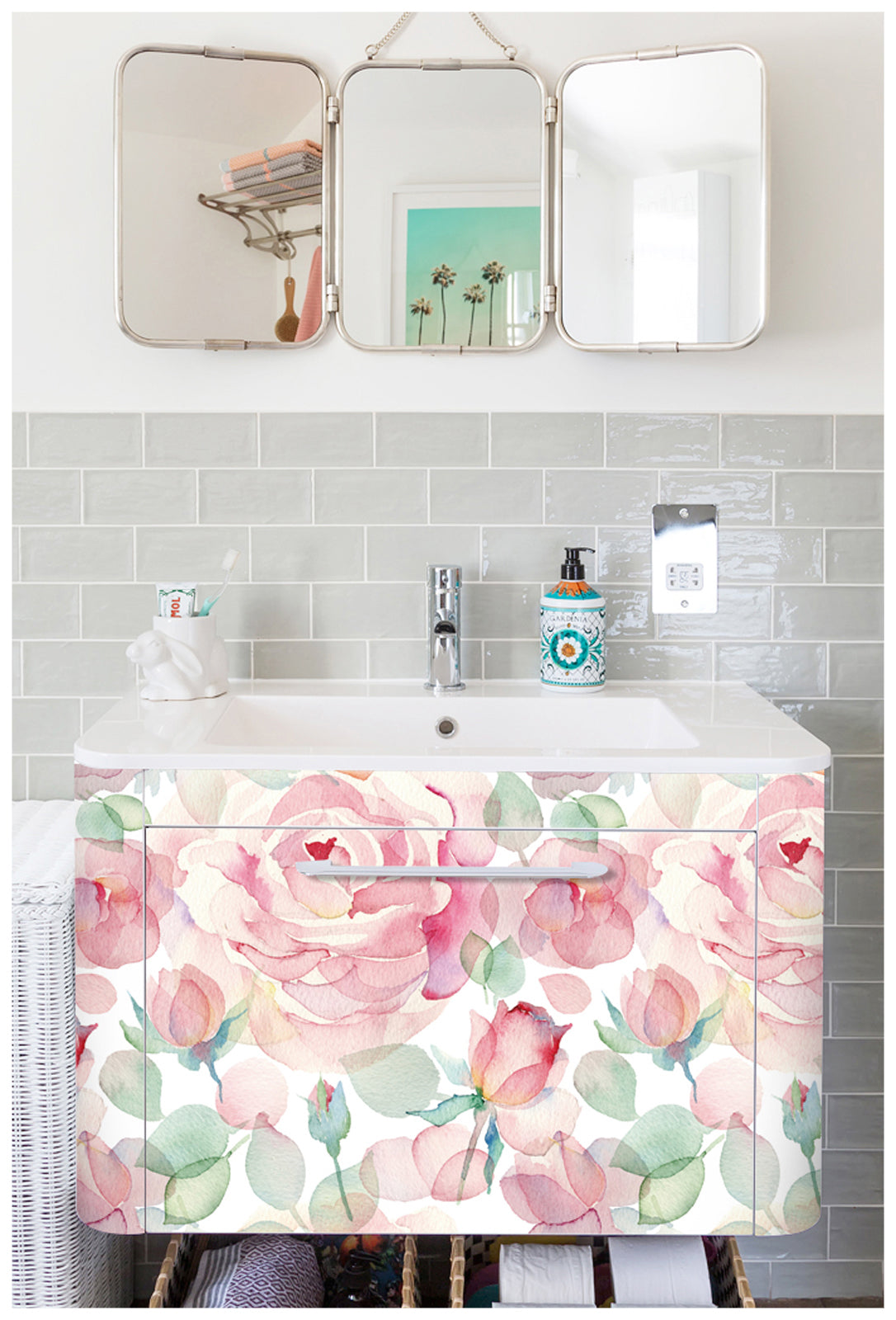 HaokHome 93035 Pink Floral Peel and Stick Wallpaper Flower Leaf Wall Contact Paper for Bedroom Decor