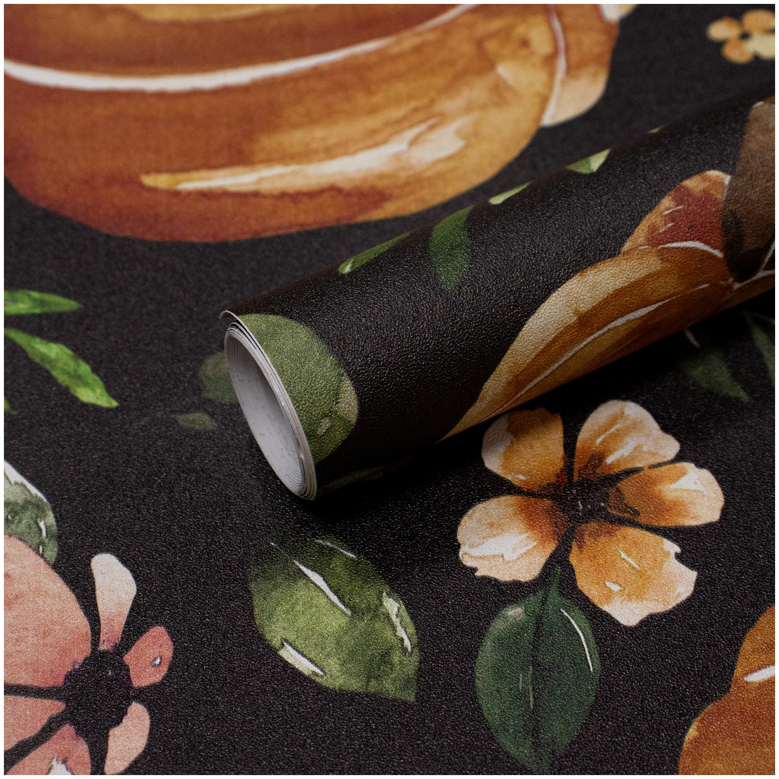 HaokHome 93244-1 Pumpkin Floral Peel and Stick Wallpaper Removable Vinyl Self Adhesive DIY Decor