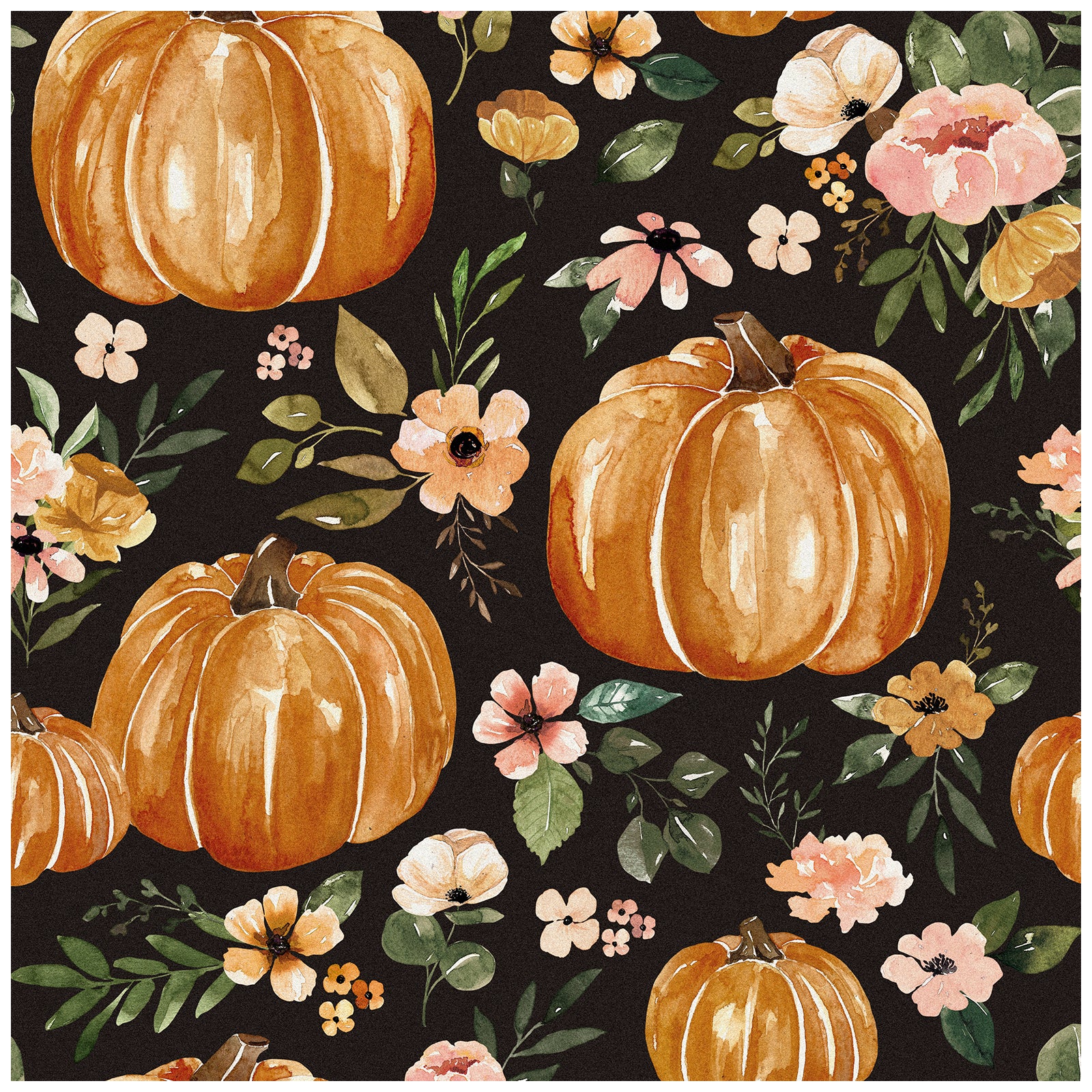 HaokHome 93244-1 Pumpkin Floral Peel and Stick Wallpaper Removable Vinyl Self Adhesive DIY Decor